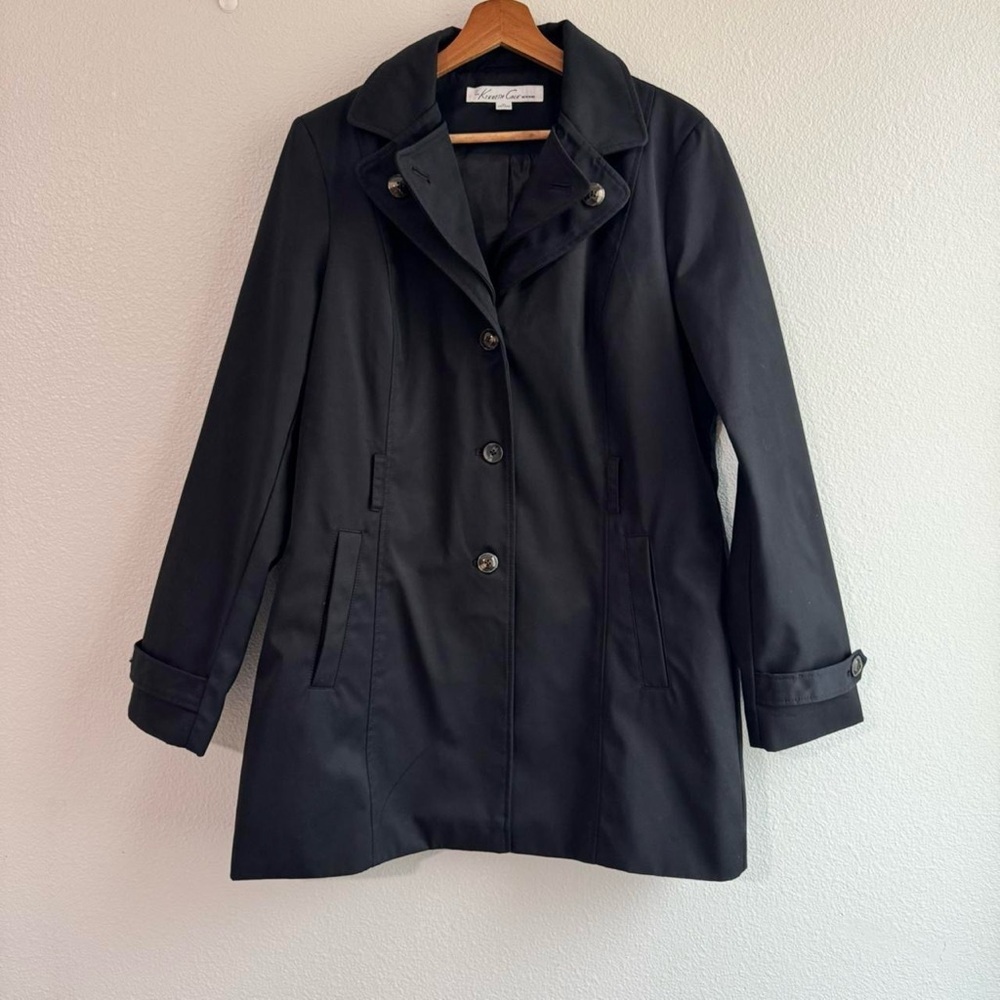 Vintage 90s-Y2K Vibe Kenneth Cole Long Sleeve Black Trench Coat Pea Coat XL